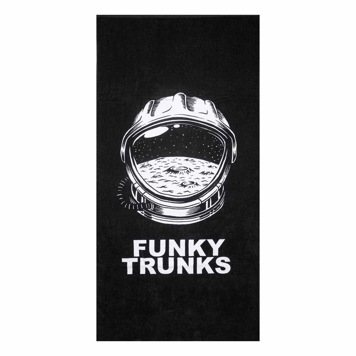 Black and white Way Funky Arti Mess towel displaying bold, artistic design on soft fabric, perfect for bathroom or beach use.