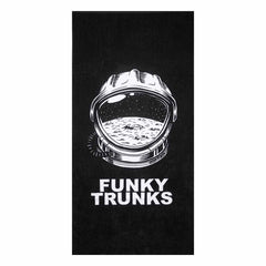 Black and white Way Funky Arti Mess towel displaying bold, artistic design on soft fabric, perfect for bathroom or beach use.