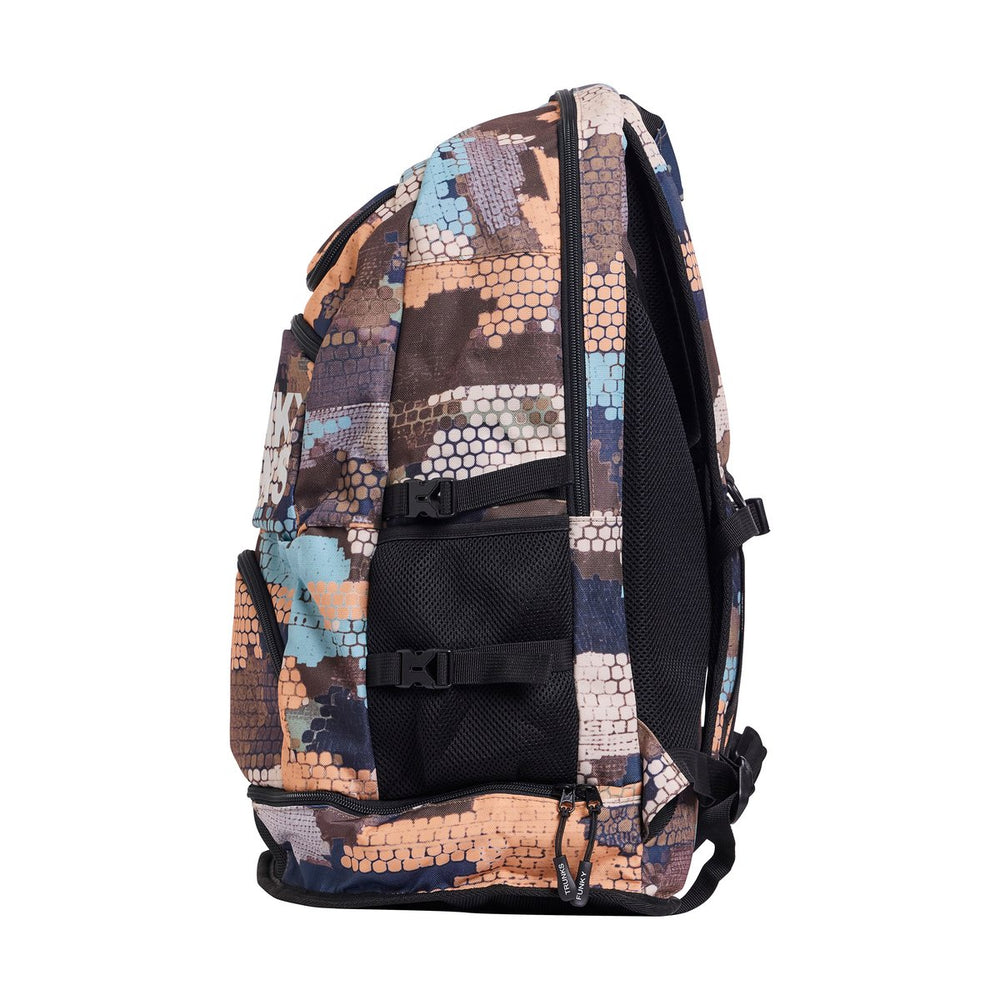 Way Funky Bilko Baby Elite Squad backpack in multi-color with adjustable straps and front zipper pocket.