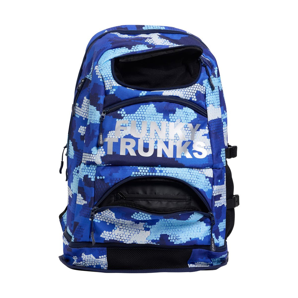 Way Funky Clean Marine Elite Squad backpack in blue and multi colors with multiple compartments and adjustable straps.