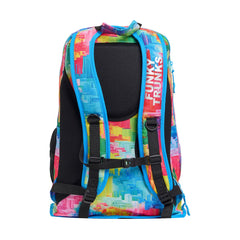 Way Funky Falling Colours Elite Squad backpack in multicolor with adjustable straps and a spacious main compartment.