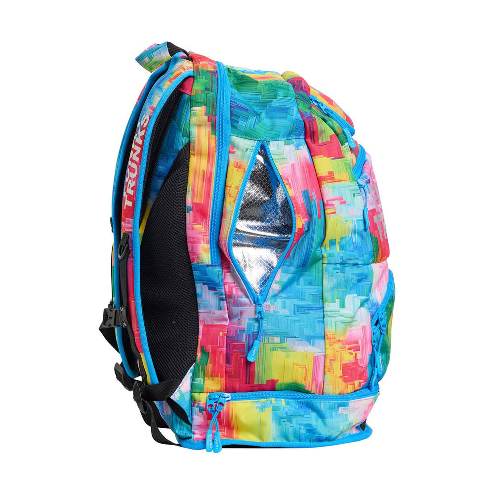 Way Funky Falling Colours Elite Squad backpack in multi-color design with adjustable straps and front pocket.