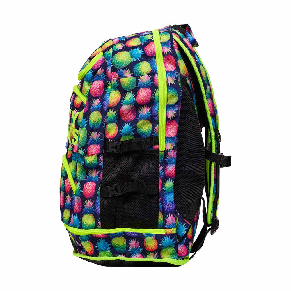 Way Funky Pine Gap Elite Squad backpack in multi-color with adjustable straps and multiple compartments.