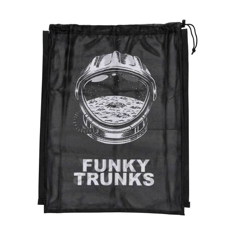Way Funky Arti Mess mesh gear bag in black and white with multiple compartments, designed for organizing sports or travel accessories.