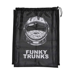 Way Funky Arti Mess mesh gear bag in black and white with multiple compartments, designed for organizing sports or travel accessories.