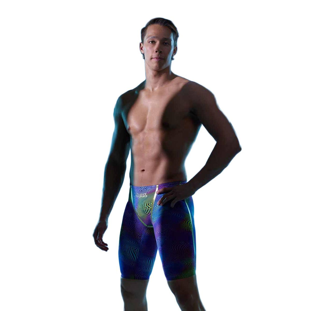 Funky Trunks men's Apex Oblivion screen time jammer in multicolor, featuring vibrant patterns and a comfortable fit for swimming.