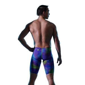 Funky Trunks men's Apex Oblivion screen time jammer in multi-color, featuring a vibrant, patterned swimwear design.