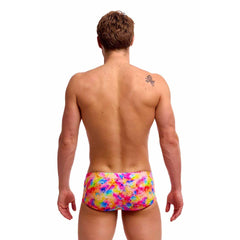 Funky Trunks men's Dry Me classic trunks in multi-color with moisture-wicking fabric and comfortable fit.