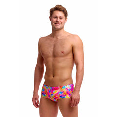 Funky Trunks men's Dry Me Classic Trunks in multi-color with a sleek fit and vibrant design, ideal for swimwear or casual wear.