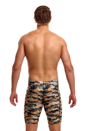 Funky Trunks men's Bilko Baby training jammer in multicolor, with lightweight swimwear design and vibrant pattern.
