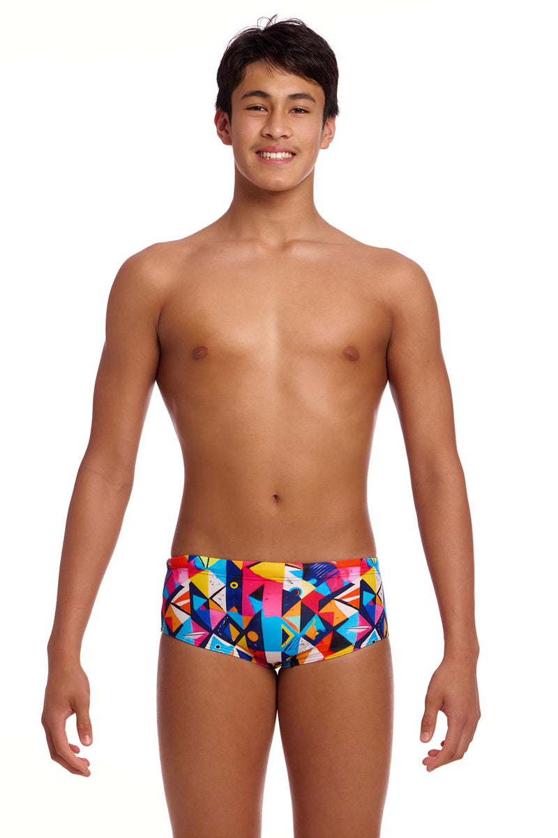 Funky Trunks Boys Broken Blox Sidewinder Trunks - Multi