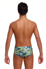 Funky Trunks Boys Scaled Back Sidewinder Trunks - Green/Blue