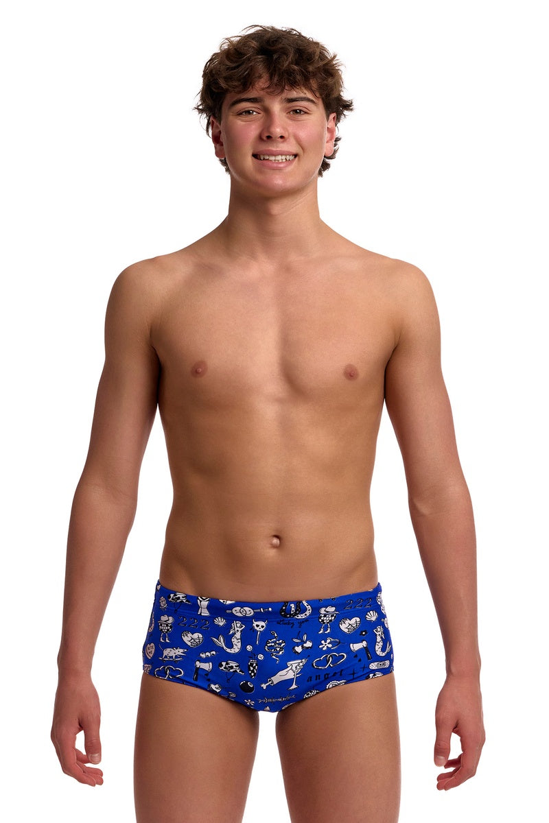 Funky Trunks Boys Scratchy Sidewinder Trunk - Blue/Black/White