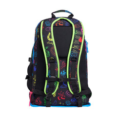 Colorful Way Funky Doodles Elite Squad backpack with cartoon doodle design, featuring adjustable straps and multiple compartments.