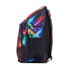 Way Funky Firefly Sparkle Space Backpack in multi with glittery fabric, adjustable straps, and front zip pocket.