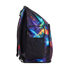 Way Funky Firefly Sparkle Space Backpack in multi-color with shiny star patterns, featuring adjustable straps and multiple compartments.