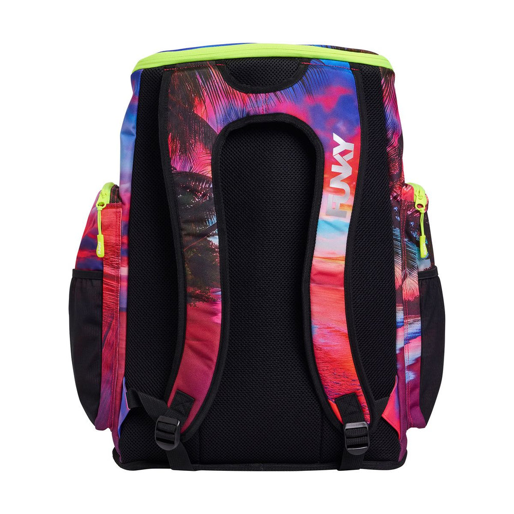 Way Funky Touch Of Paradise space-themed backpack in vibrant colors with multiple compartments and adjustable straps.