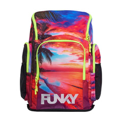 Way Funky Touch of Paradise space-themed backpack with colorful galaxy print, featuring adjustable straps and multiple compartments.