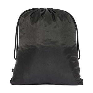 Black Adidas Linear gym sack used as a swim bag, shown from the back center view, featuring the Adidas logo and adjustable straps.