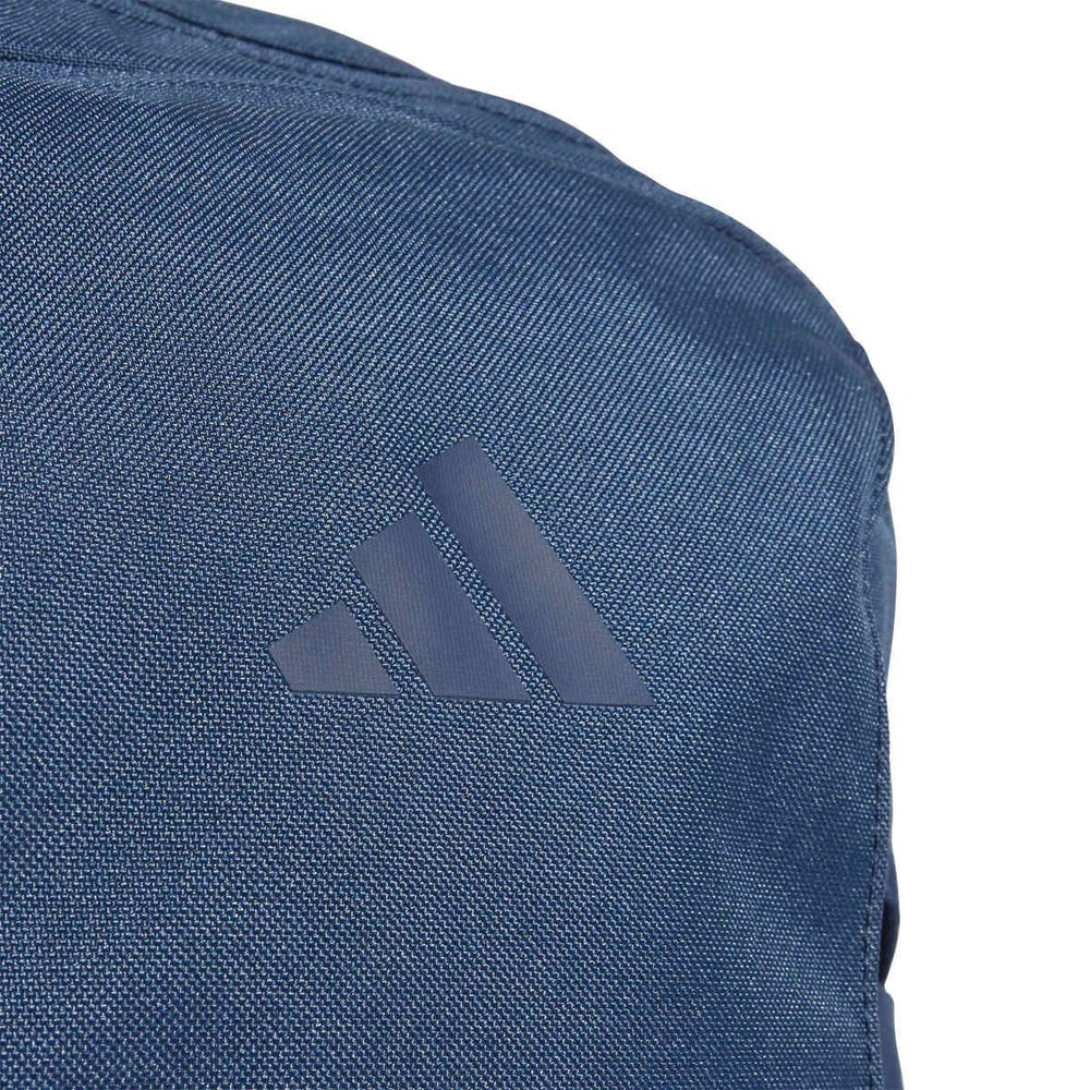 Adidas PrimeLift Backpack in Night Marine color, showing detailed view of the backpack with hardware and white background.