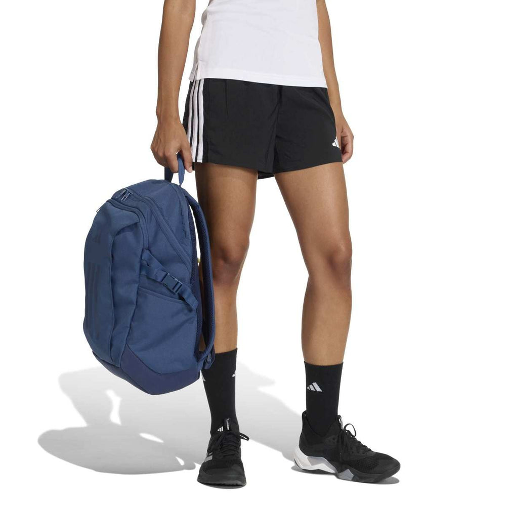Adidas PrimeLift Backpack in Night Marine color showing front view with multiple compartments and padded straps.
