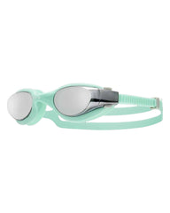 TYR Vesi Mirror Goggles in silver and mint with mirrored lenses, designed for swimming and water sports.