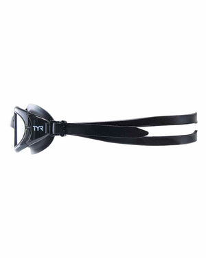 TYR Special Ops 2.0 Mirror Goggles in black with mirrored lenses, featuring a sleek, low-profile design for competitive swimming.