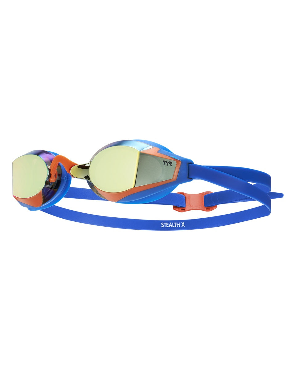 TYR Stealth-X Mirrored Racing Goggle - Navy/Gold
