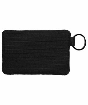 Nike Club Pouch wallet in black and white with multiple compartments, designed for secure cash and card storage.