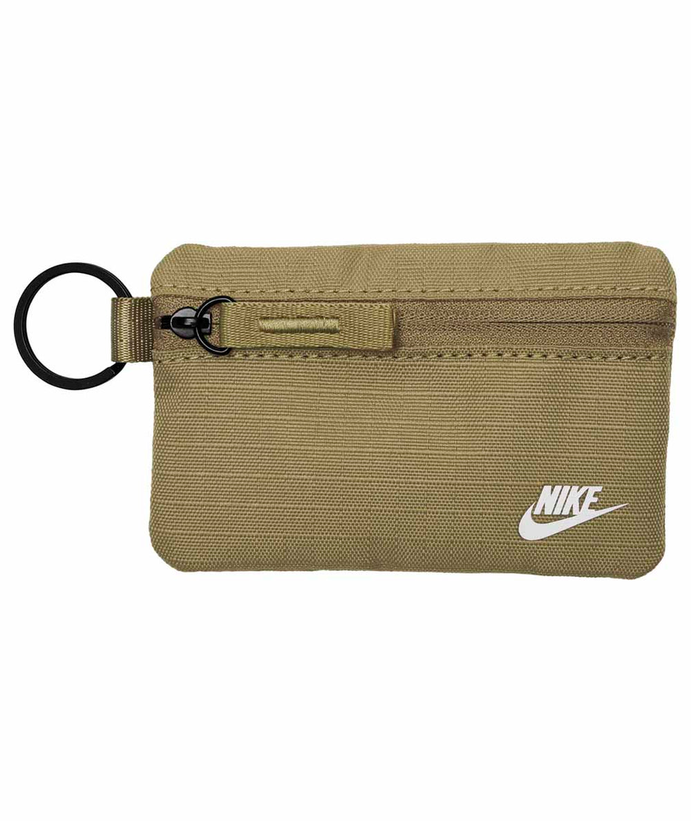 Nike Club Pouch Wallet in parachute beige, black, and white, featuring a compact design with Nike branding and multiple compartments.