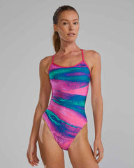 TYR Women's Diffusion Trinityfit Plasma swimsuit with sleek design and vibrant color, suitable for competitive swimming.