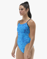TYR Womens Zephyr Cutoutfit Swimsuit - Light Blue/Navy