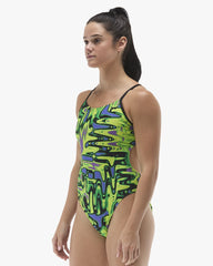TYR Womens Flux Cutoutfit Swimsuit - Lime/Multi
