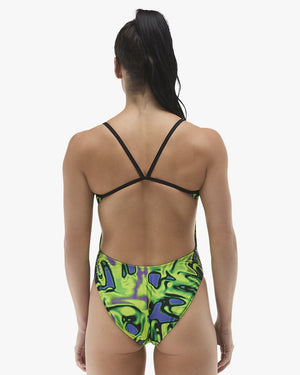 TYR Womens Flux Cutoutfit Swimsuit - Lime/Multi