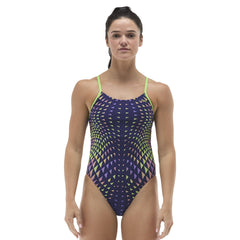 TYR Womens Nova Cutoutfit Swimsuit - Navy/Multi