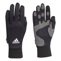 Black Adidas Condivo Aeroready gloves, lightweight sports gloves with breathable fabric, designed for athletic comfort and style.