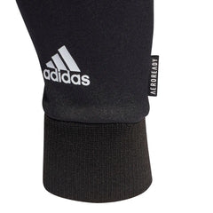 Black Adidas Condivo Aeroready gloves, lightweight sports gloves with breathable fabric for comfortable wear during outdoor activities.