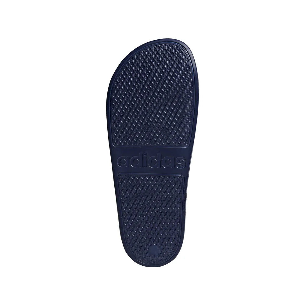 Adidas Adilette Aqua slides in navy blue, showcasing sporty slide sandals perfect for casual wear and water activities.
