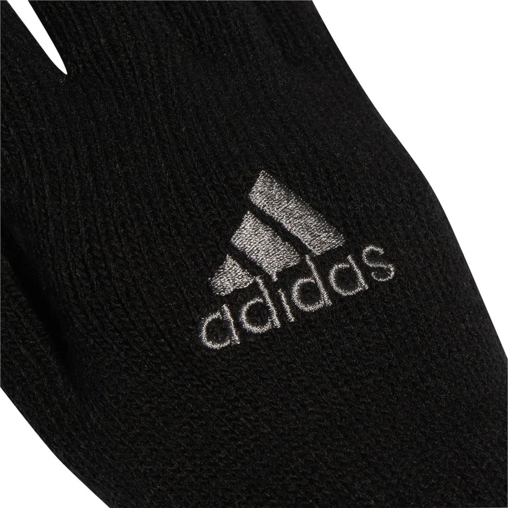 Black Adidas Essentials Tech Gloves with touchscreen-friendly fingertips, designed for cold weather and active use.