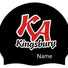 Kingsbury Aquarius Club Logo + Name Swimming Cap - Black/Red/White