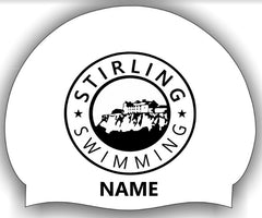 Stirling White 3pk Club Logo + Name Swimming Cap - White/Black | Allens Of Kingsbury