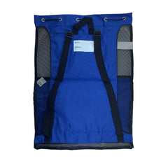 Blue AK mesh pool bag with sturdy handles, designed for carrying swimming gear and pool accessories.