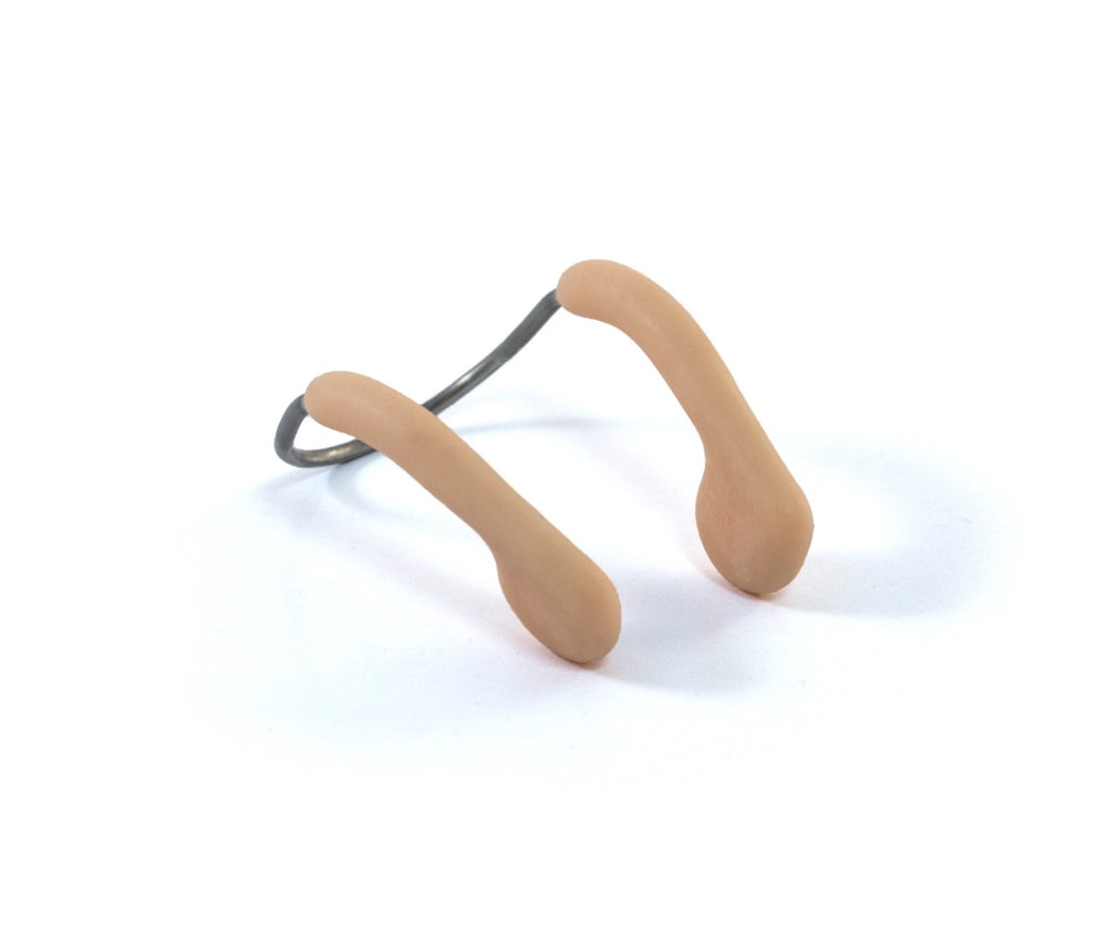 Silver AK Classic Metal Nose Clip showing a sleek, curved nose clip designed for a secure fit and comfortable wear.