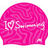 AK I Love Swimming Silicone Cap - Pink/White