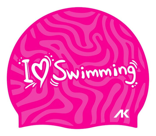 AK I Love Swimming Silicone Cap - Pink/White | Allens Of Kingsbury 1200