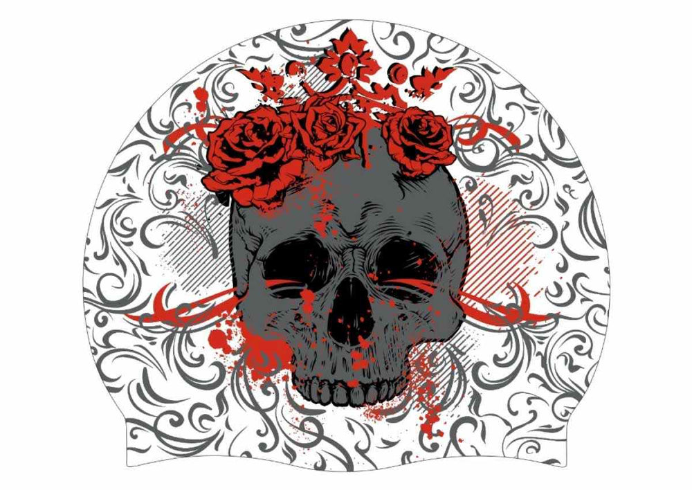 AK Katrina Skull Halloween Silicone Cap - White/Black/Red/Dark Grey | Allens Of Kingsbury