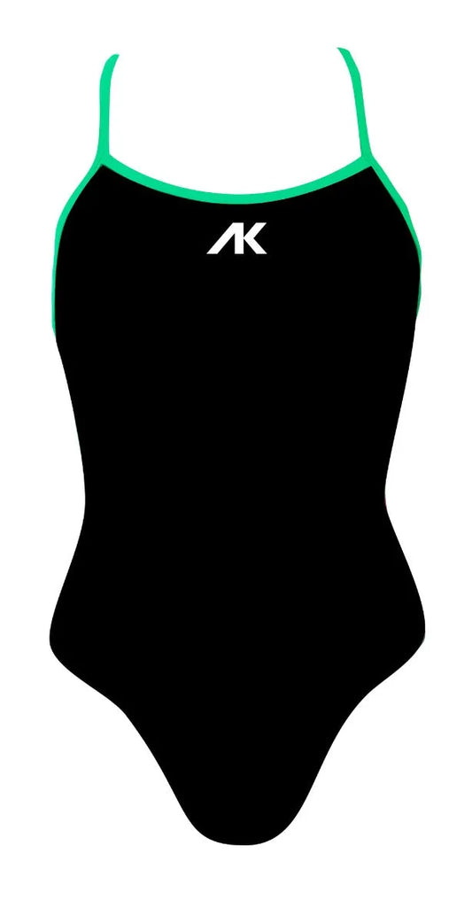 Black AK Women's AK Tieback swimsuit with a stylish tieback design, crafted for comfortable beach or pool wear. 614