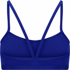 Amani Girls cobalt blue bikini top with adjustable straps, perfect for swimming and beachwear.