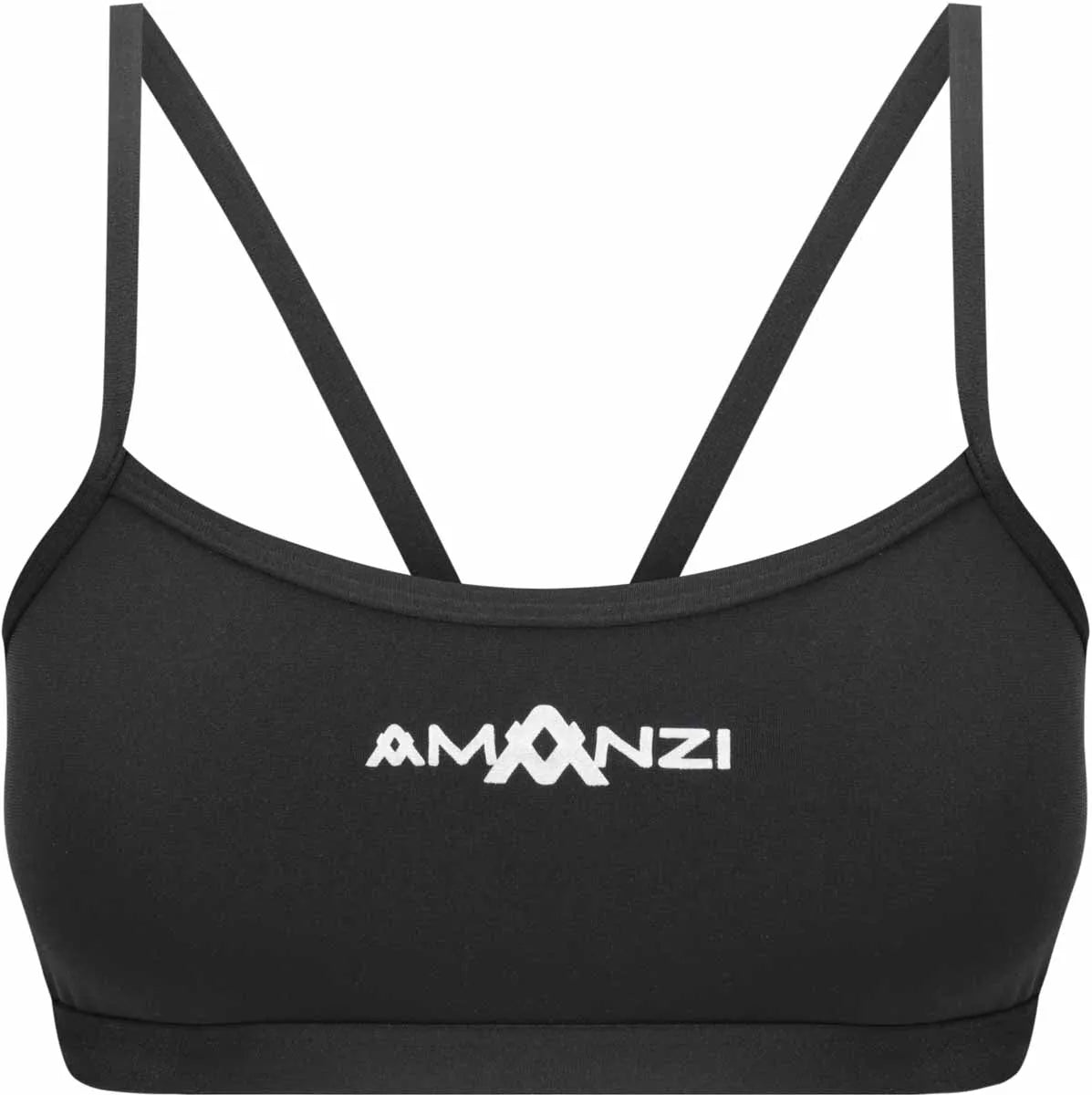 Amani Girls Jet Bikini Top in black, stylish tankini design with shoulder straps, perfect for young girls' swimwear.
