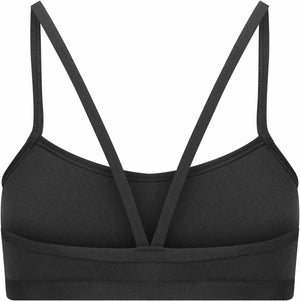 Amani Women's Jet Bikini Top in black, black bikini tankini style with supportive straps and sleek design.